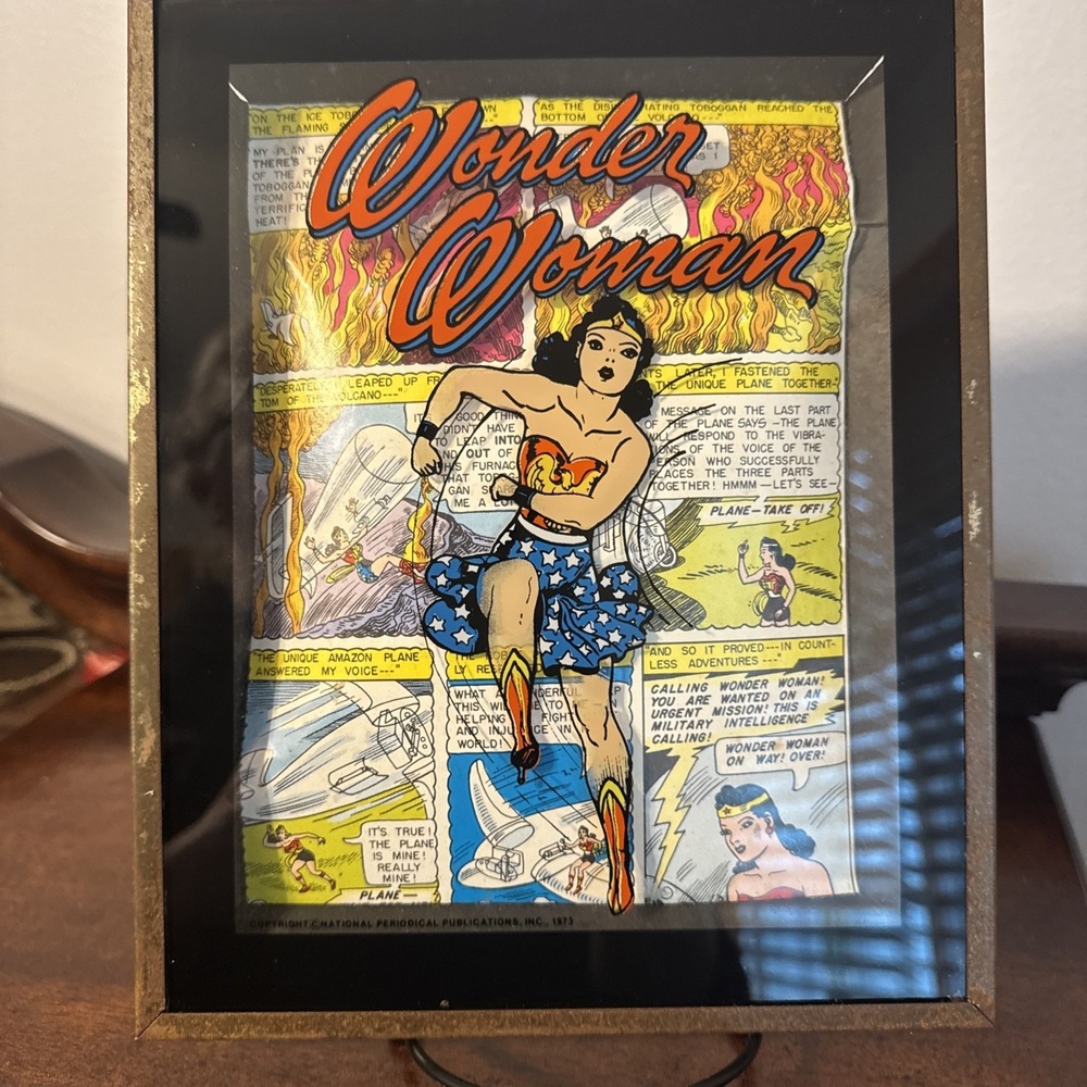 Vintage WONDER WOMAN 1973 Comic Book Strip Shadow Box
